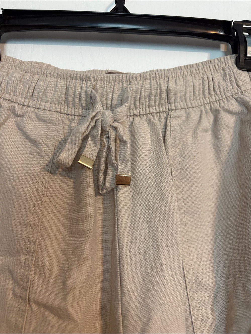 Ci Sono Light Beige linen Drawstring Pants - Picture 4 of 5